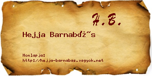 Hejja Barnabás névjegykártya